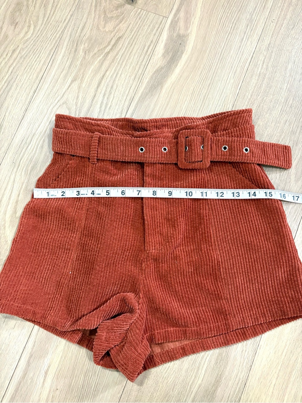 Altar’d State Sara Cord Shorts Womens S Rust High Rise Belted Corduroy - Picture 10 of 11